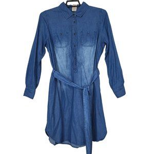 Faded Glory Dress Chambray 4-6 Blue  Solid 100% Cotton